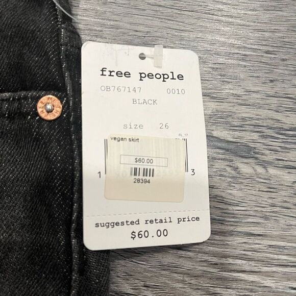 Free People NWT black distressed mini relaxed denim Jean skirt - 26 ($60) - Picture 12 of 13